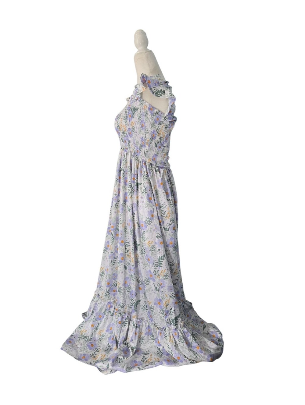 Melloday Maxi Dress Women's Smal Pastel Floral Smocked Sze small - Picture 8 of 12